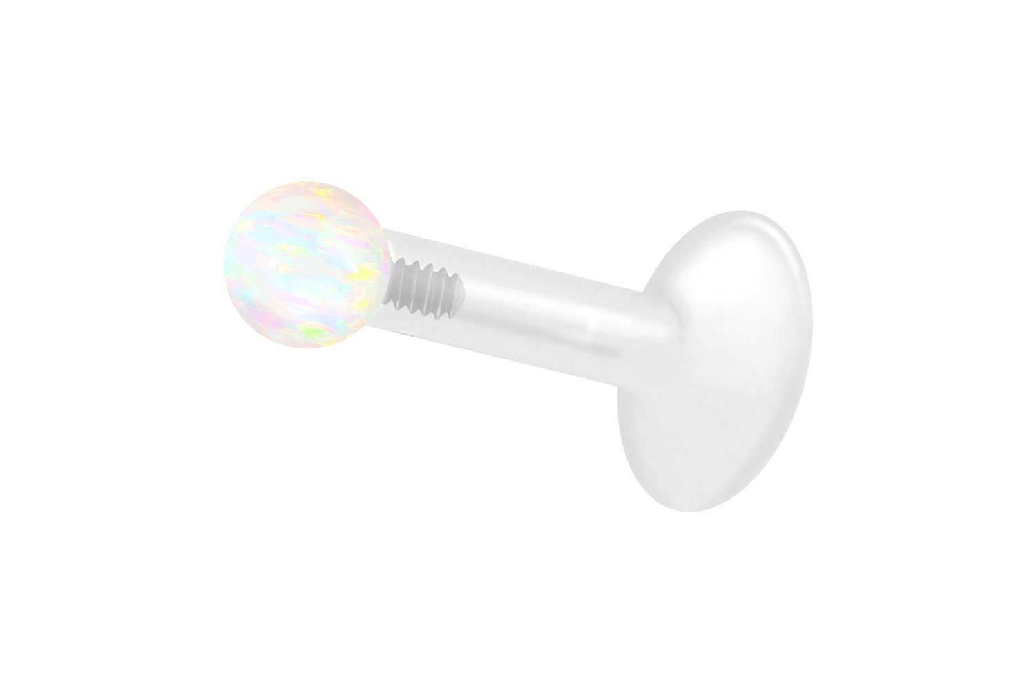 PTFE Labret Piercing mit Innengewinde + Titan-Aufsatz SYNTHETISCHER OPAL